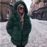 Artificial leather winter hooded multi-color coat imitation fox fur women's casual fashionable warm outdoor coat