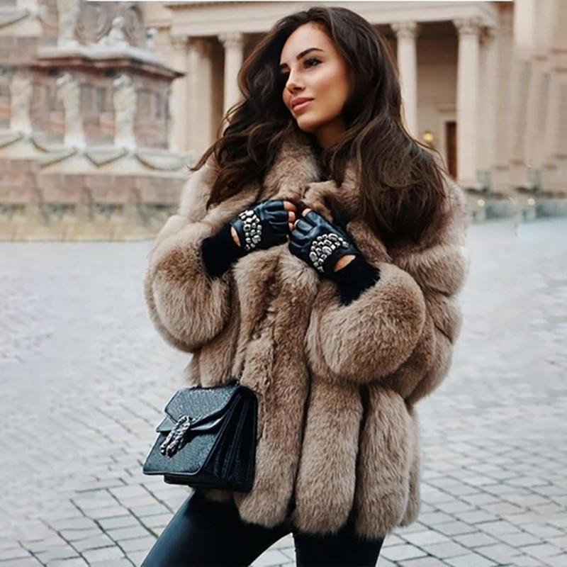 Faux Leather Winter Multi-Color lmitation Fox Fur Coat Women Casual Fashion Warm OutdoorsCoats