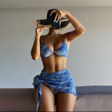 Sexy Multi-Color Hot Girl Bandeau SwimsuitFashionable Printed Two-Piece Swimsuit