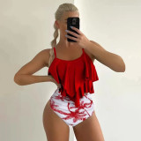 Women's Frilled-Edge Two-Piece Swimsuit Trendy andFashionable Bikini-Style Bandeau Swimsuit