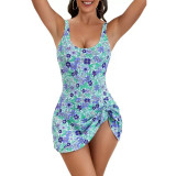Multi-Color One-Piece Printed Swimsuit Sexy BacklessFashionable All-in-One Swimsuit
