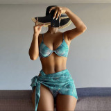 Sexy Multi-Color Hot Girl Bandeau SwimsuitFashionable Printed Two-Piece Swimsuit