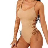 Women's One-Piece Swimsuit Open Design Bikini BandeauSwimsuit Fashionable and Sexy Strappy Swimsuit