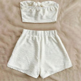 Sweet and Cute Straight-Cut Swimming Trunks and BeachBikini Swimsuits White Separate High-Waisted Swimsuits