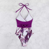 Sexy Cut-out Design High-Waist Beach-Wear Women'sSwimsuit Neck-Wrap Style Strapless Bikini one-PieceSwimsuit