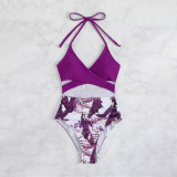 Sexy Cut-out Design High-Waist Beach-Wear Women'sSwimsuit Neck-Wrap Style Strapless Bikini one-PieceSwimsuit