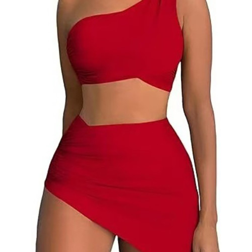 Women's One-Piece Bikini Swimsuits Multi-Color SexySolid-Color One-Shoulder Swimsuits