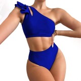 Solid-Color Sexy Split High-Waist swimsuit Multi-ColorSingle-Shoulder Ruffled Ladies' Bikini swimsuit