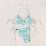 Sweet Triangular Cup Necked Bandeau Swimsuit Multi-Color Innocent Two-Piece Bikini Swimsuit
