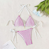 Sweet Triangular Cup Necked Bandeau Swimsuit Multi-Color Innocent Two-Piece Bikini Swimsuit