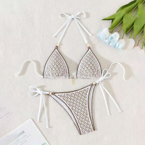 Sweet Triangular Cup Necked Bandeau Swimsuit Multi-Color Innocent Two-Piece Bikini Swimsuit