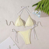 Sweet Triangular Cup Necked Bandeau Swimsuit Multi-Color Innocent Two-Piece Bikini Swimsuit