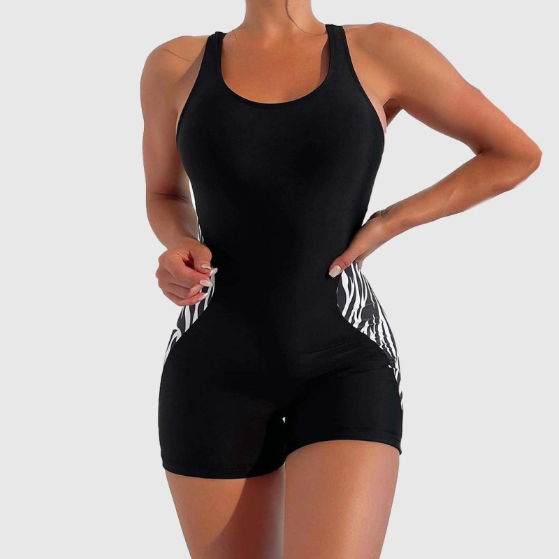 Personalized Zebra Print One-Piece Swimsuit Fashionable and Trendy Sleeveless Surf Top Swimsuit