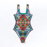 Colorful Printed Beach One-Piece Swimsuit Fashionable Trendy Sleeveless Surf Top Swimsuit