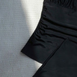 Simple Black Neckless Deep V Two-Piece Swimsuit Fashionable and Trendy Sleeveless Surf Top Swimsuit