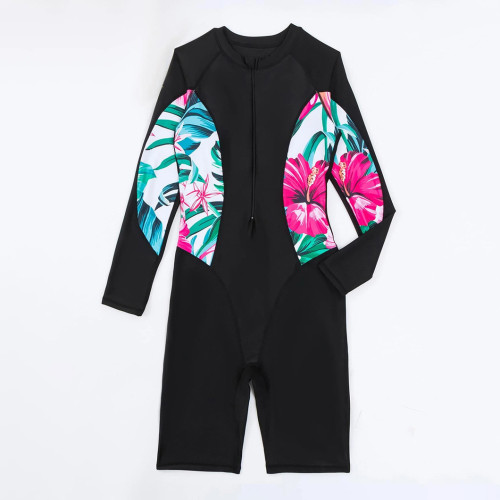 Printed Patchwork Zipper Style One-Piece Flat-Front Swimsuit Fashionable and Sexy One-Piece Surfing Outfit Swimsuit