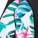 Printed Patchwork Zipper Style One-Piece Flat-Front Swimsuit Fashionable and Sexy One-Piece Surfing Outfit Swimsuit
