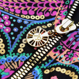 Retro Pattern Half-Zip Long-Sleeved One-Piece Swimsuit Fashionable and Sexy One-Piece Surfing Outfit Swimsuit