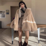 Wool-fur-like suit collar winter multi-color coat women's casual fashionable warm outdoor coat