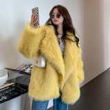 Wool-fur-like suit collar winter multi-color coat women's casual fashionable warm outdoor coat