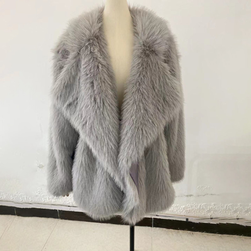 Wool-fur-like suit collar winter multi-color coat women's casual fashionable warm outdoor coat