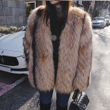 Mixed-color imitation sable fur winter coat women's casual fashionable and warm outdoor coat