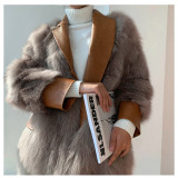 Faux fox fur leather patch winter multi-color coat women's casual fashionable warm outdoor coat