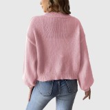 Hooked flower patchwork knitted sweater loose cardigan sweater casual long-sleeved sweater