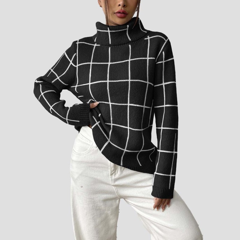 Woven shirts, base layer tops, sweaters color-blocked high-neck sweaters loose and casual sweaters