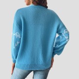 Halloween sweater coat sweater buttoned cartoon flowered sweater loose and casual sweater