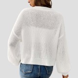 Simple short-sleeved button-down sweater woven sweater loose and casual sweater