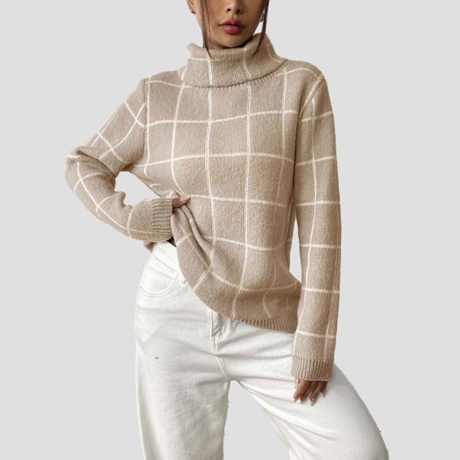 Woven shirts, base layer tops, sweaters color-blocked high-neck sweaters loose and casual sweaters