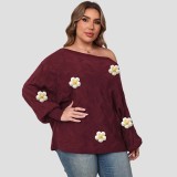 Big size sexy  off-shoulder sweater irregular batwing sleeve loose pullover sweater