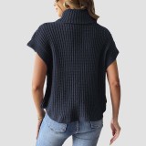 Women's spring-autumn blazer-style button-up sweater autumn-winter casual and fashionable sweater high-neck pullover cardigan sweater