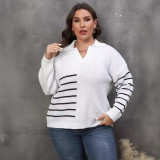 Contrasting color plaid polo-neck sweater casual and fashionable sweater large-sized woven sweater