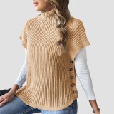 Women's spring-autumn blazer-style button-up sweater autumn-winter casual and fashionable sweater high-neck pullover cardigan sweater