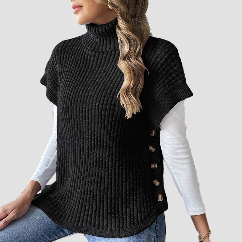 Women's spring-autumn blazer-style button-up sweater autumn-winter casual and fashionable sweater high-neck pullover cardigan sweater