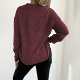 Round-neck pullover sweater casual and fashionable sweater embroidered lace butterfly stitched woven sweater