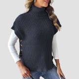 Women's spring-autumn blazer-style button-up sweater autumn-winter casual and fashionable sweater high-neck pullover cardigan sweater