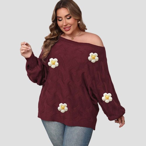 Big size sexy  off-shoulder sweater irregular batwing sleeve loose pullover sweater