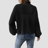 Simple short-sleeved golden-buttoned sweater casual and fashionable sweater woven sweater