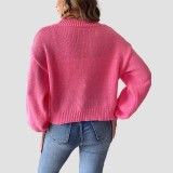 Hand-knitted flower-patterned patchwork sweater fall and winter casual loose-fitting sweater buttonless cardigan sweater