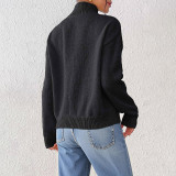 Women's half-neck pullover sweater casual and fashionable sweater three-dimensional crochet flower-decorated base layer sweater