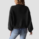 Hand-knitted flower-patterned patchwork sweater fall and winter casual loose-fitting sweater buttonless cardigan sweater