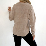 Round-neck pullover sweater casual and fashionable sweater embroidered lace butterfly stitched woven sweater
