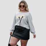 Three-dimensional flower-stitched round-neck sweater casual and fashionable sweater large-sized autumn base layer sweater