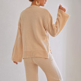 Three-dimensional embroidered beaded flower patchwork sweater fall/winter casual loose-fitting sweater long-sleeved round-neck pullover sweater