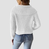 Hand-knitted flower-patterned patchwork sweater casual and fashionable sweater short-sleeved wide-neck pullover sweater