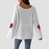 Strawberry three-dimensional patchwork sweater casual and fashionable sweater V-neck sleeveless flared sleeve sweater