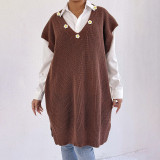 Hand-knitted flower-patterned patchwork sweater casual and fashionable sweater loose blazer-style skirt with deep V-neck top sweater